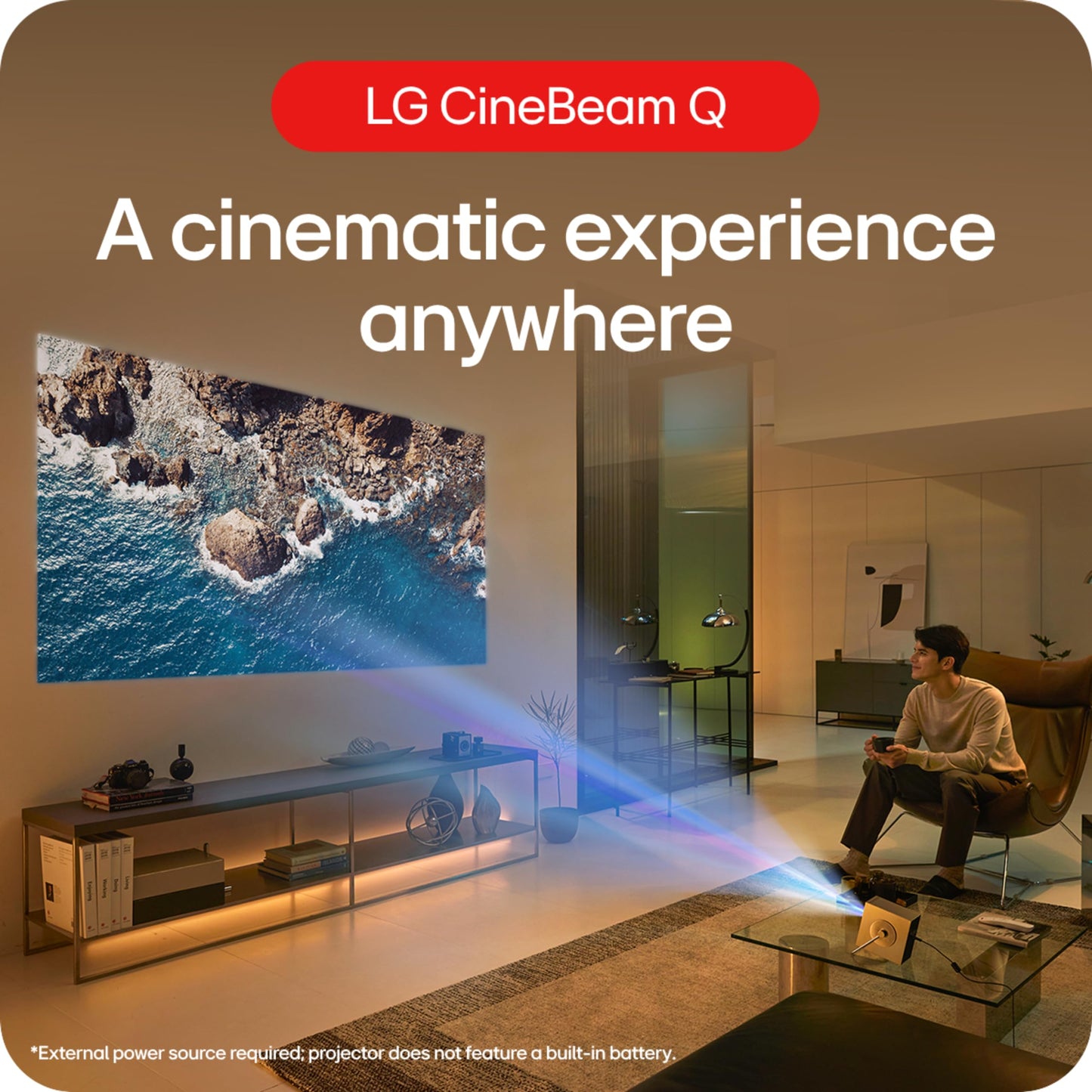 LG CineBeam Q HU710PB 4K Smart Portable Projector with Auto Screen Adjustment, Auto Focus, RGB Laser, Up to 154% DCI-P3, 450,000:1 Contrast Ratio, Built-in Speakers, HDR10, HDMI, USB, HID