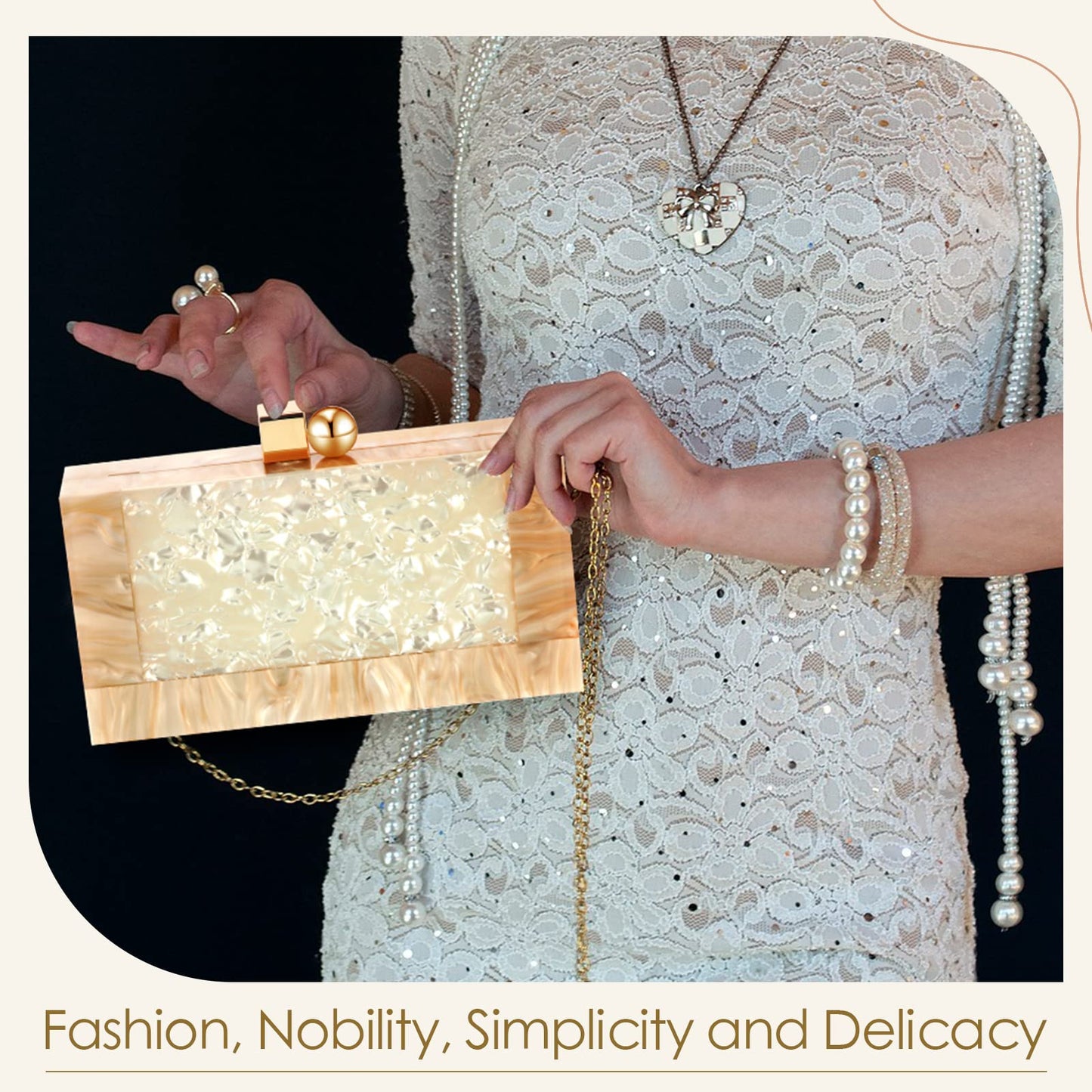 Shinymoon Women Acrylic Clutch Purse Acrylic Evening Clutch Bag Glitter Marble Purse Handbag Chain Shoulder Crossbody Box Bags for Wedding Cocktail Party Prom