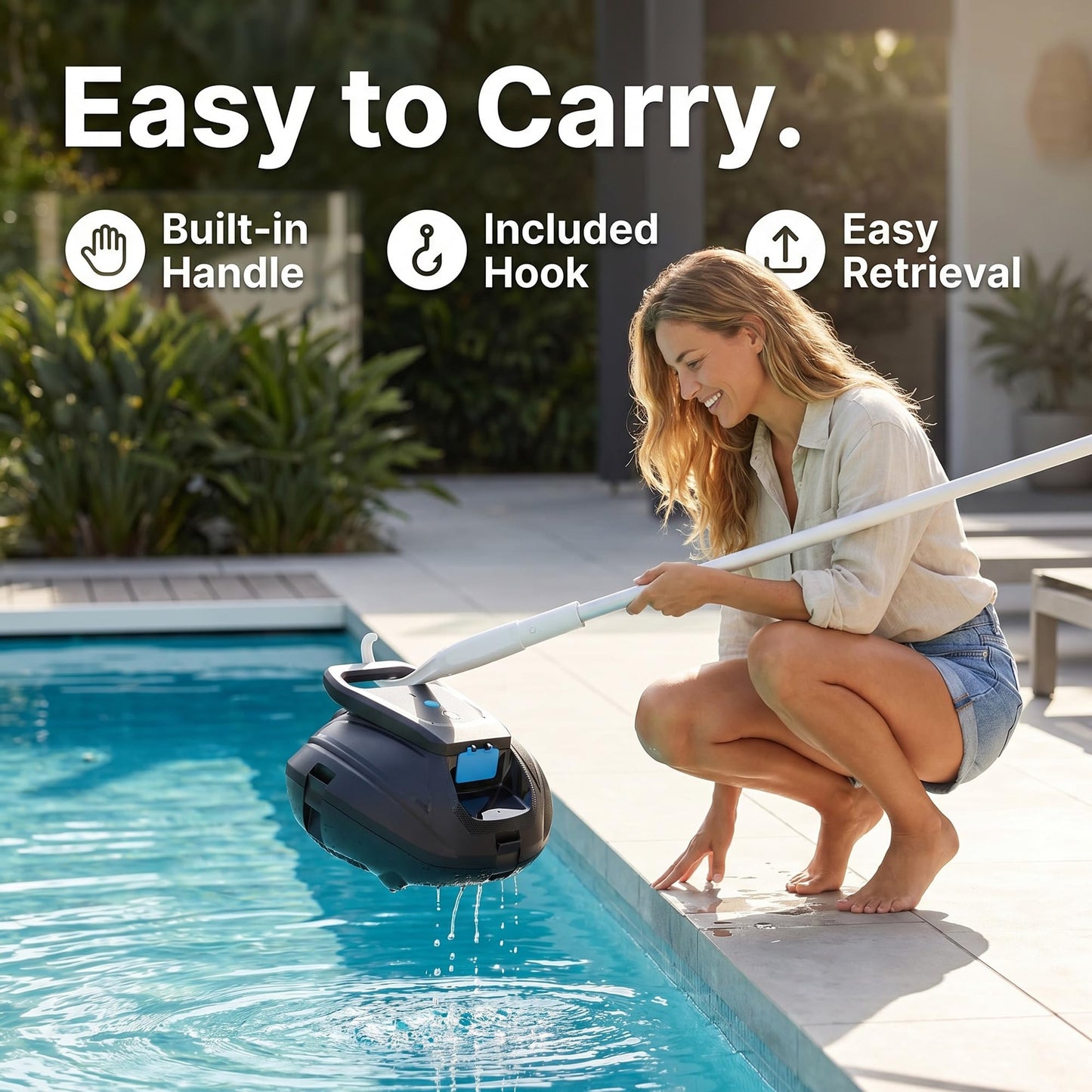 Robotic Pool Cleaner Cordless, Dual-Motor Powerful Suction & 120 Mins Longest Runtime, Self-Parking Fast Charging Pool Vacuum Robot for Above Ground & Flat Pool Bottom Cleaning