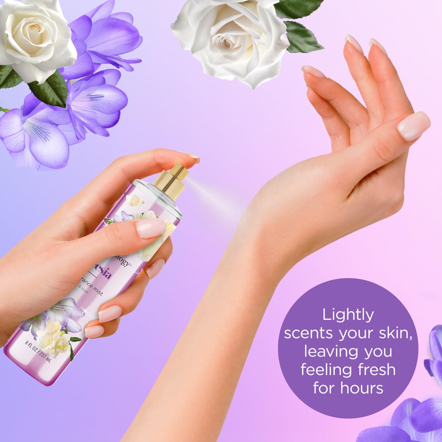Bodycology Long-Lasting Fragrance Body Mist, Freesia, 8 fl oz