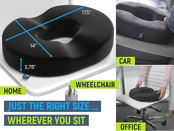 PT ENDORSED Donut Pillow for Tailbone Pain Relief, Hemorrhoid Pillow for Sitting, Donut Seat Cushion Post Surgery, Lifting Cushions for Postpartum Pregnancy, Coccyx, Bed Sore Cushion Butt Pillows