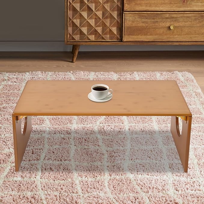 Eapmic 31.5in Folding Floor Coffee Table, Bamboo Low Japanese Floor Table, Portable Coffee Tables for Living Room Bedroom Meditation Tatami Home Office (31.5in)
