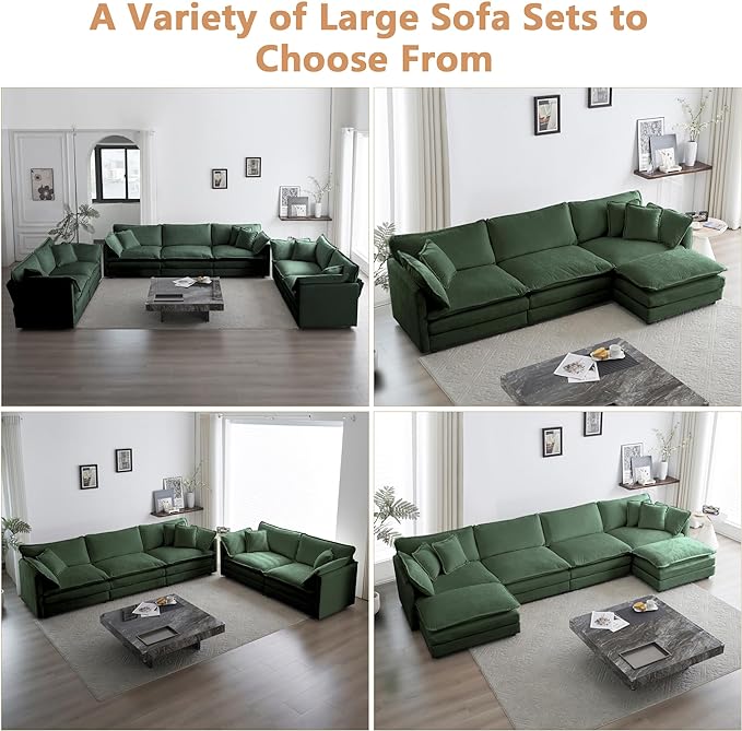 mikibama Luxury Loveseat Sofa Couch, 76" Modern Chenille Deep 2-Seat Cloud Couch with 2 Armrest Pillows & 2 Toss Pillows, Love Seat for Living Room Bedroom Office Apartment, Evergreen
