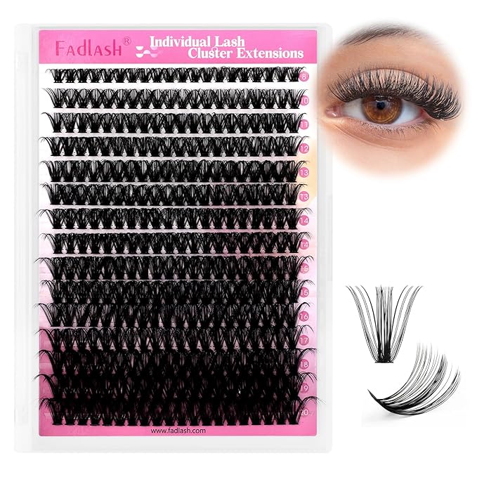 Cluster Lashes 300Pcs Mix 8-20mm individual lashes 50D C Curl Lash Clusters DIY Eyelash Extensions Wispy Individual Lash Extensions Thin Band Soft Eyelash Clusters to Use at Home (50D-0.07-C,8-20mm)
