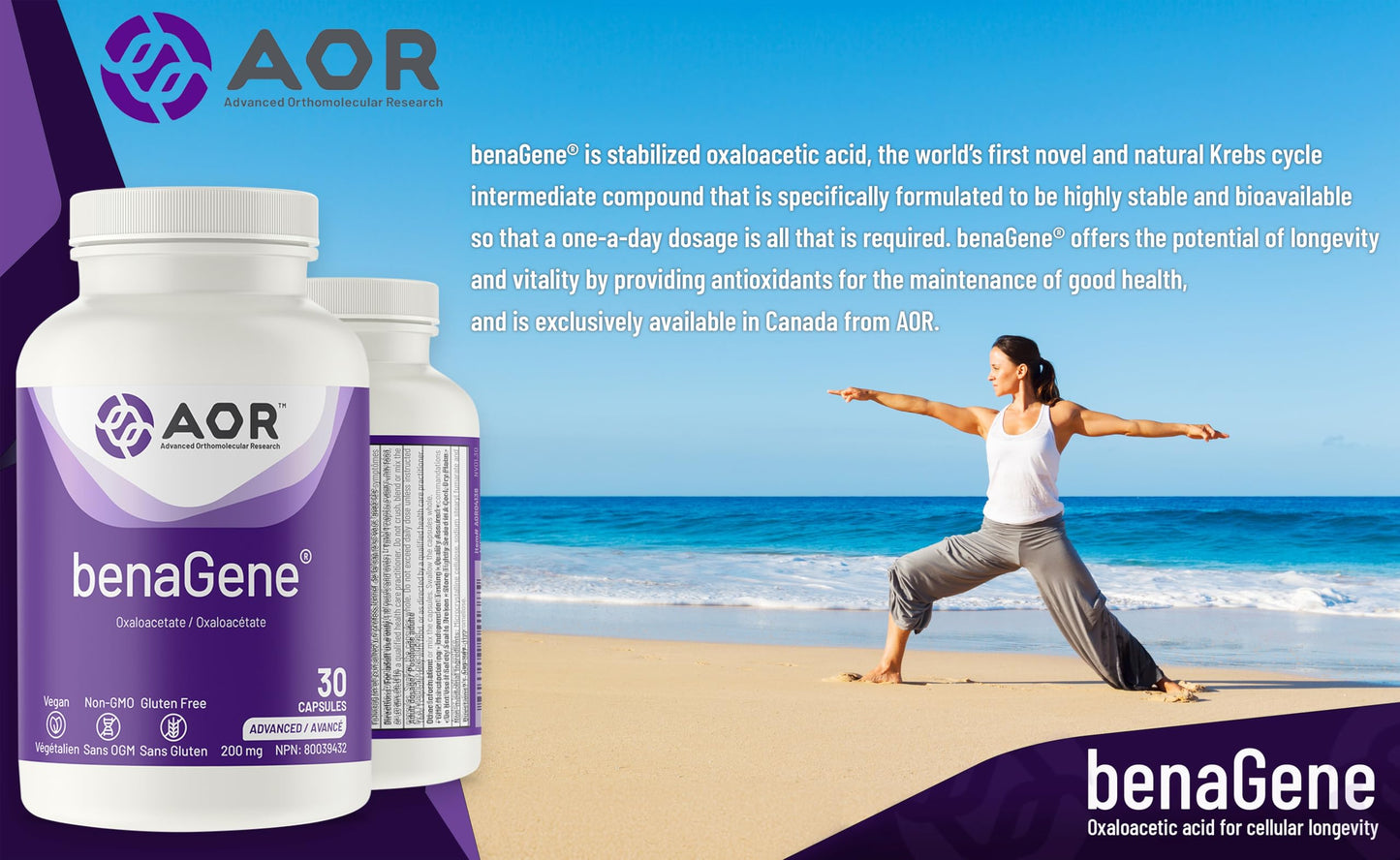AOR, benaGene, Supports Healthy Aging, Energy and Longevity, Dietary Supplement, 30 servings (30 capsules)