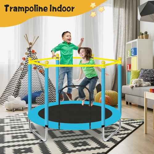 60" Toddler Trampoline for Kids Ages 1-8, Indoor & Outdoor Kids Trampoline with Safety Enclosure Net, Birthday Gifts