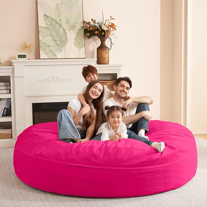HABUTWAY XX-Large Bean Bag Chair: Giant 7' Memory Foam Furniture Bean Bag Chairs for Adults with Microfiber Cover 7Ft (Hot Pink)