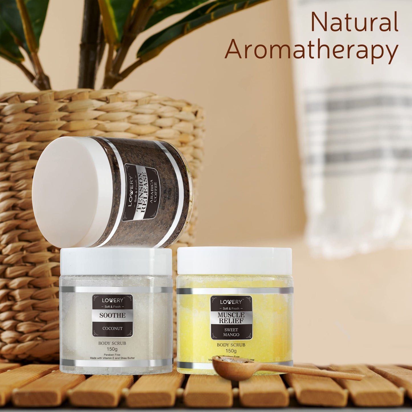 Body Scrub, Birthday Gifts for Women & Men, 6pc Exfoliating Body, Face, Hand Foot Scrub, Himalayan Salt, Brown Sugar, Coconut, Arabica Coffee, Acne Stretch Marks & Cellulite Remover, Essential Oils