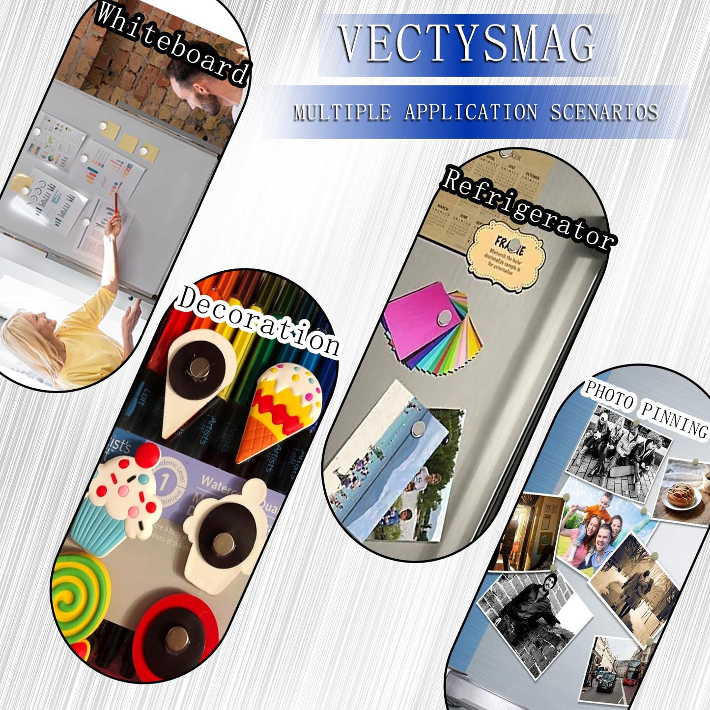 VECTYSMAG 76 Pack, 8 Sizes, with 1 Pickup, Mini Magnets for Crafts, Round Strong Neodymium Magnets for Fridge, White Board, DIY, Office