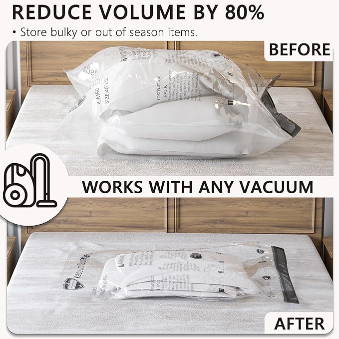 SUOCO 10 Large Vacuum Storage Bags with Electric Pump, Travel Clothes Space Saver Bags, Compression Airtight Seal Bags for Clothing, Pillows, Comforters, Blankets