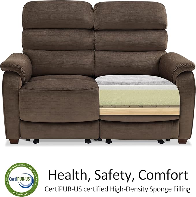 MCombo 87.2'' Wall Hugger Power Recliner Sofa with Drop Down Table, Reclining Sofa with Adjustable Headrest, USB Charge Ports, Reading Lamp, for Living Room, RVs, Fabric, ST258M3 (3-Seater, Coffee)