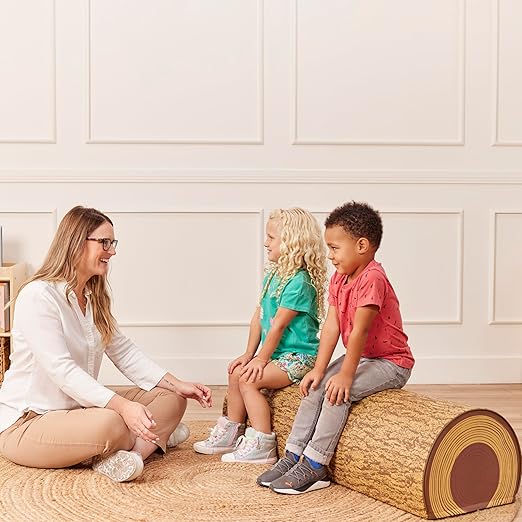 ECR4Kids SoftZone Tree Log Full Bench, 12in, Flexible Seating, Chocolate