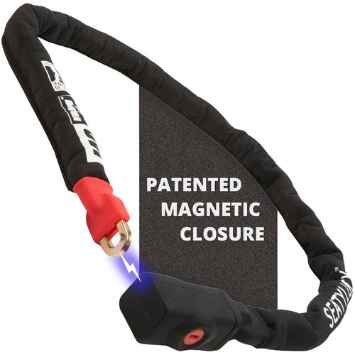 Seatylock Viking Bike Chain Lock with Key - Magnetic Patented Sold Secure Silver Rated - Heavy Duty Anti Theft - Smart Ultra Security Bicycle Lock (55.1 Inch)