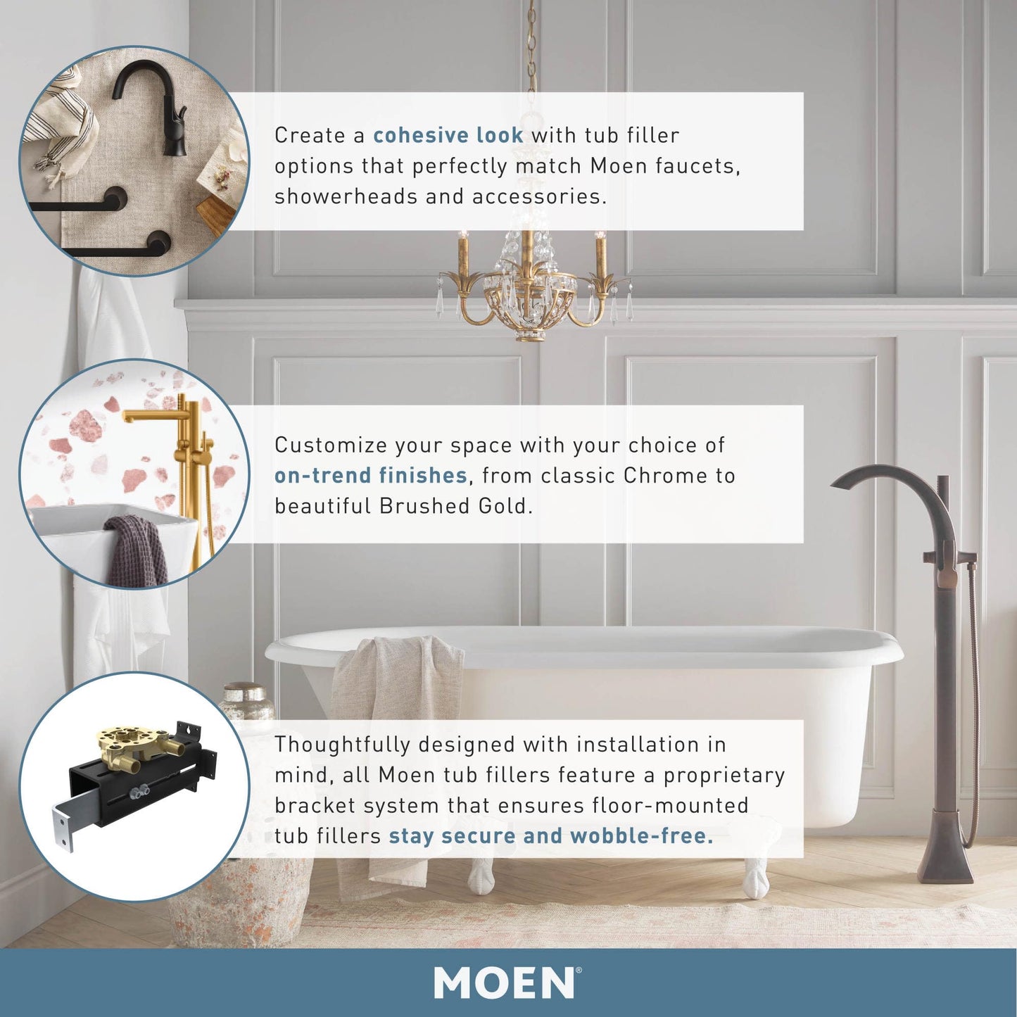 Moen 9025ORB Belfield One-Handle Freestanding Floor Mount Tub Filler with Handshower, Oil Rubbed Bronze