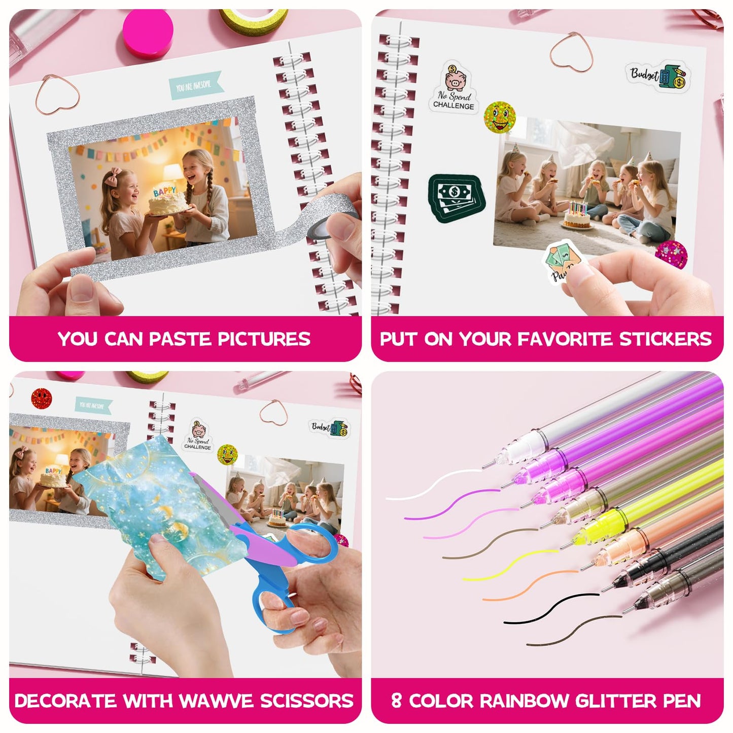 2-Pack DIY Journal Kit for Girls Ages 8-14,DIY Journal Set Stationary Birthday Gifts Ideas for Girls,Art Crafts for Tween Kid Scrapbook & Diary Supplies Set