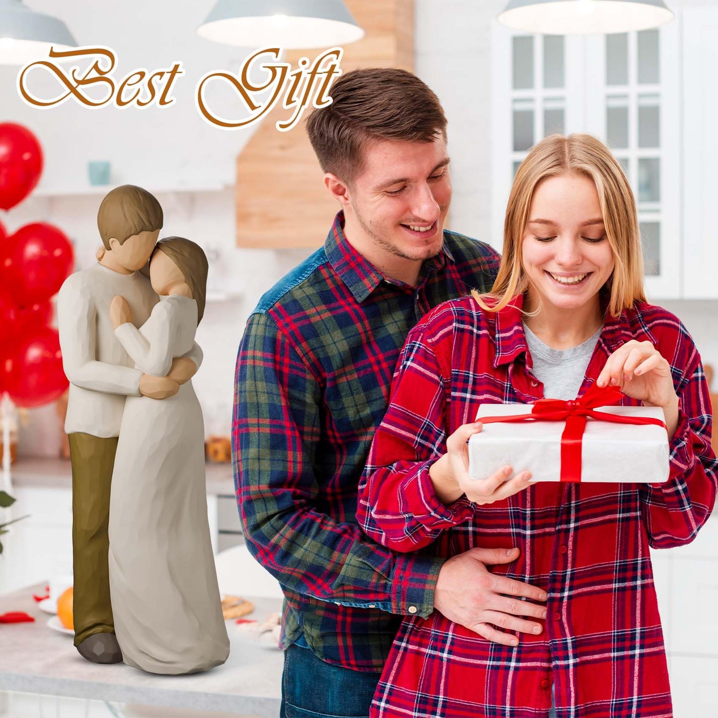 CUNTAUK Couple Figurine, Love Statue Gift for Wedding, Romantic Couple Figurines Best Gifts for Anniversary, Valentine’s Day, Birthday