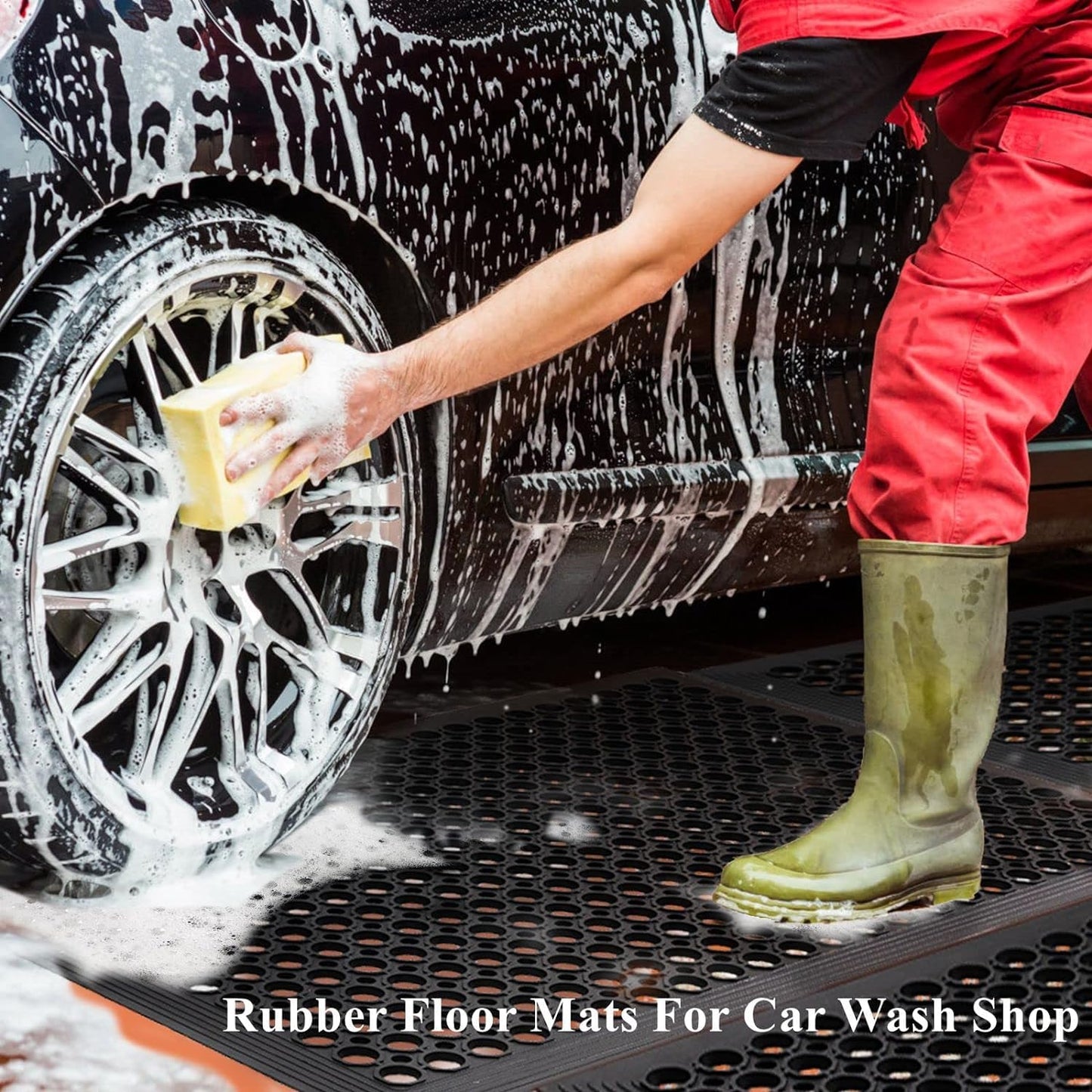 Rubber Floor Door Mats Outside Entrance Commercial Restaurant Kitchen Anti Fatigue Rubber Drainage Mat New Non Slip Bar Floor Mat Outdoor Mats for Garage Use Black 36inch x 60inch from SallyMall