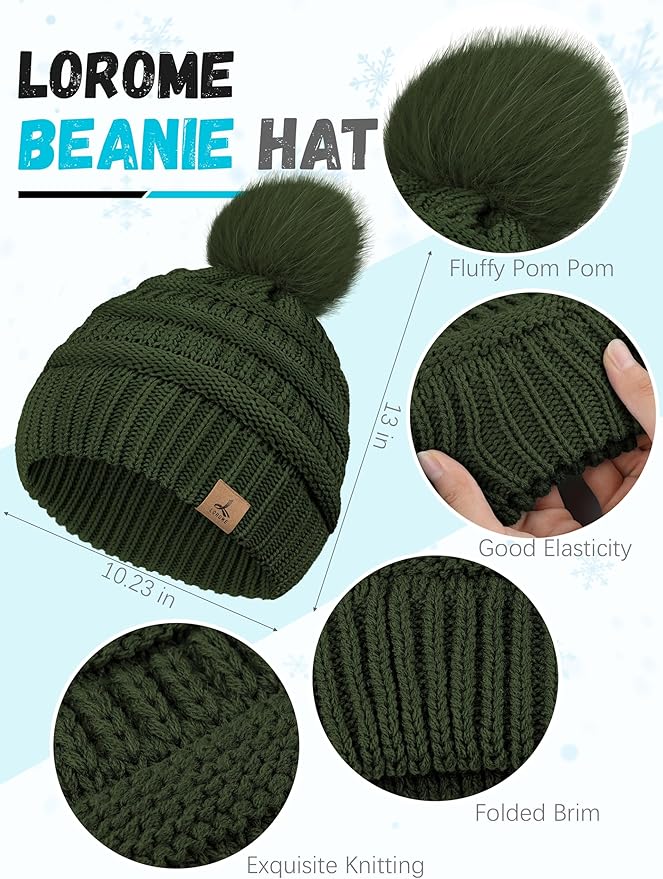 Winter Hat Scarf Gloves and Ear Warmer, Warm Knit Beanie Hat Touch Screen Gloves Set Winter Gifts Neck Scarves for Women