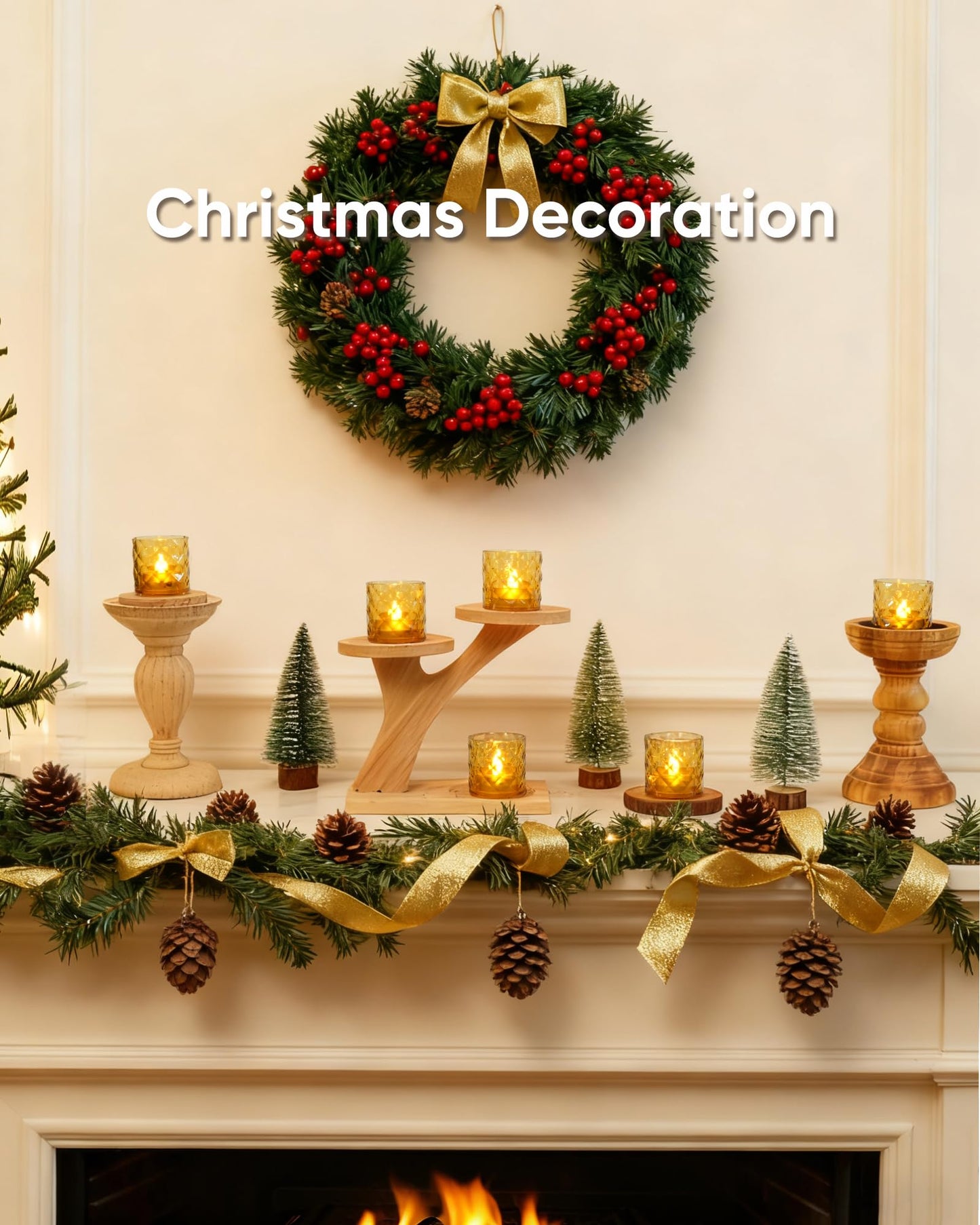 Homemory 2" x 2" Acrylic Votive Candle Holders with Auto Timer Flameless Led Tealight, Battery Powered Fake Electric Candles for Wedding Centerpiece, Table, Christmas Decor (12Pack, Gold Base)