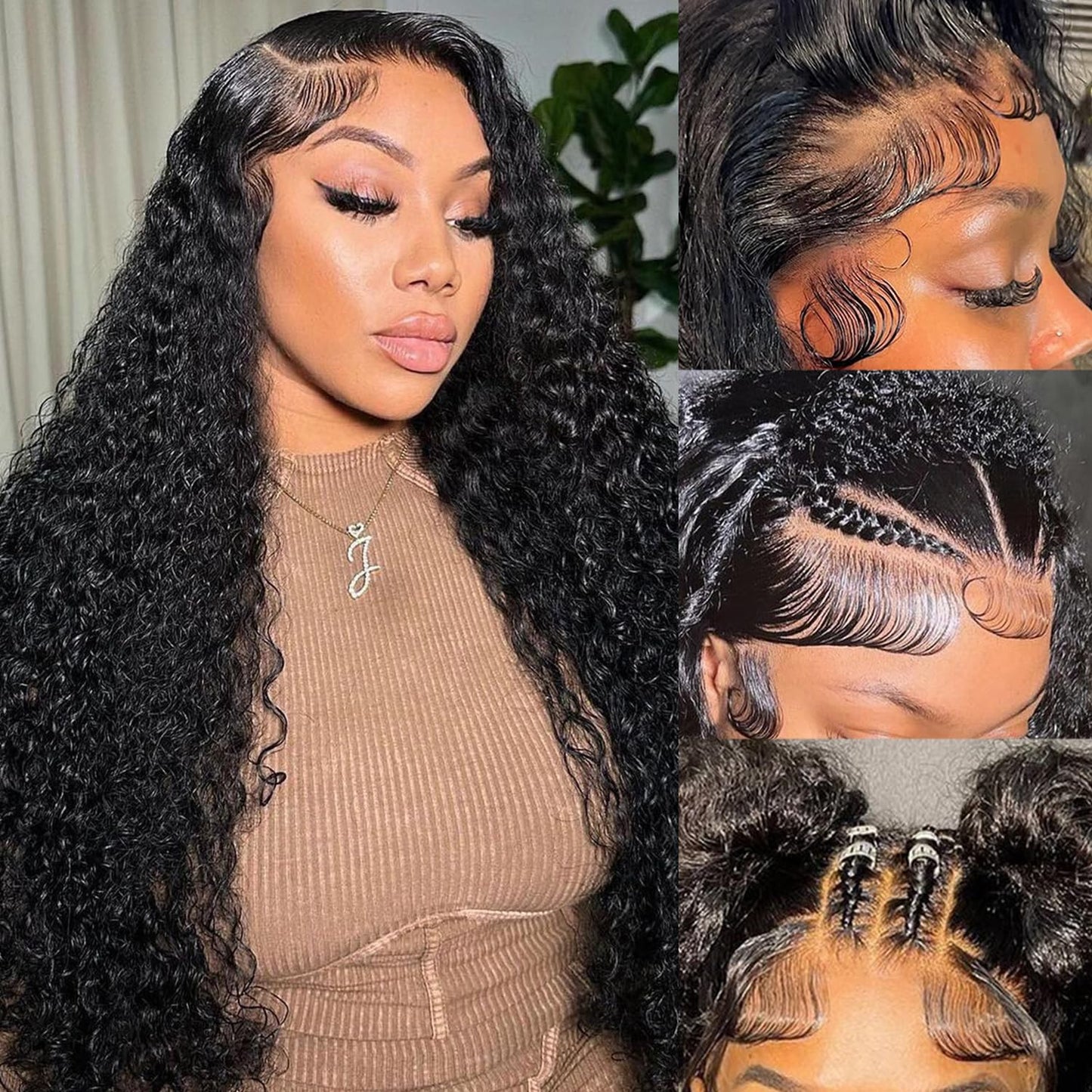 Simeider 34 Inch Deep Wave Human Hair Lace Front Wig - 13x6 HD Lace Frontal, 200 Density, Pre-Plucked With Baby Hair