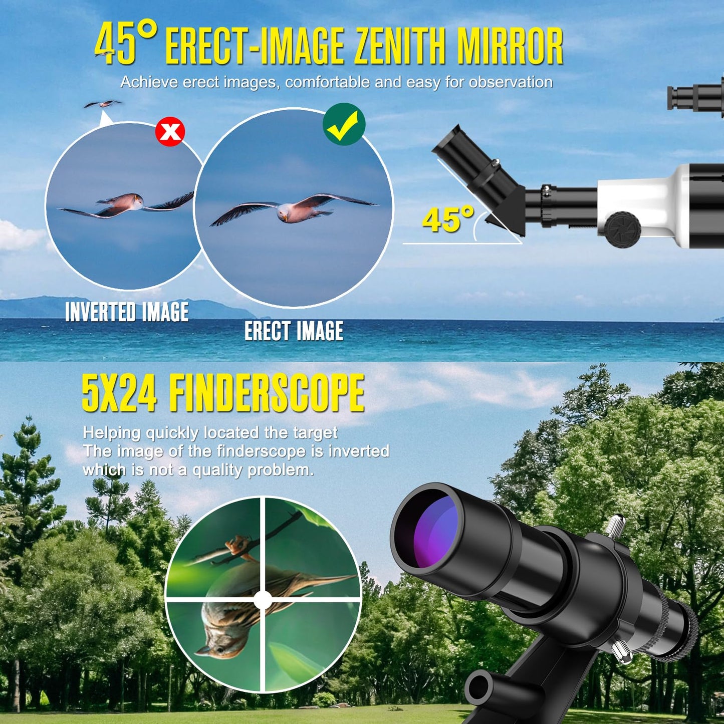 FlyGala Telescope for Adults High Powered Astronomical,80mm Aperture 900mm Professional Refractor Telescopes for Astronomy Beginners 36-270X FMC with AZ Mount Tripod,Carrying Bag,Phone Adapter