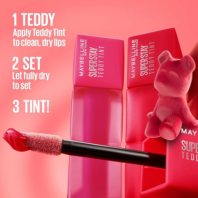 MAYBELLINE Super Stay Teddy Lip Tint, Long Lasting Matte Lipstick For Up To 12HR Wear, Baby Tee, 1 Count