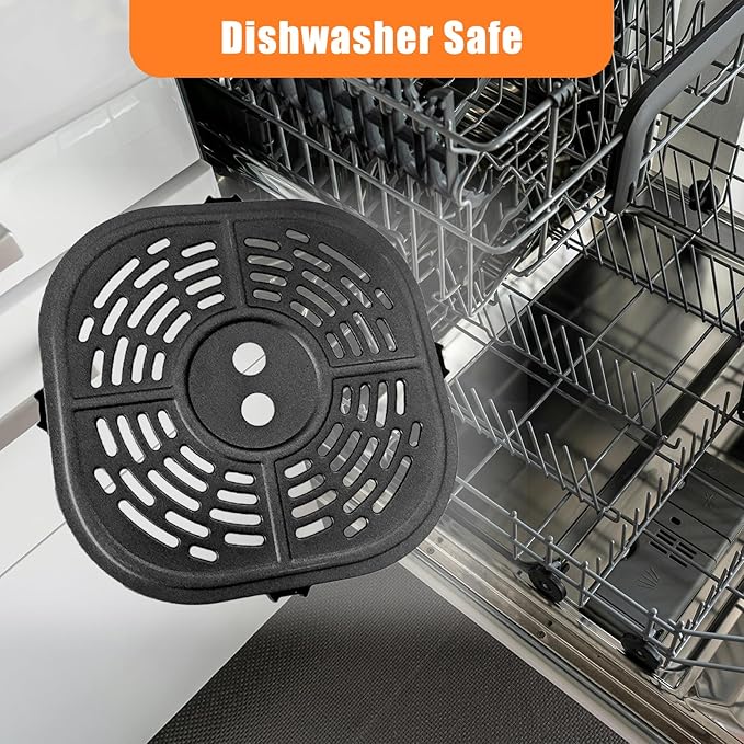 ALJ Square Air Fryer Crisper Tray for Bella Pro Series 6QT Digital Air Fryer, Upgraded Nonstick Air Fryer Grill Pan Crisper Plate Insert Grate Rack Grid Shelf for 6QT Bella Air Fryers, Dishwasher Safe