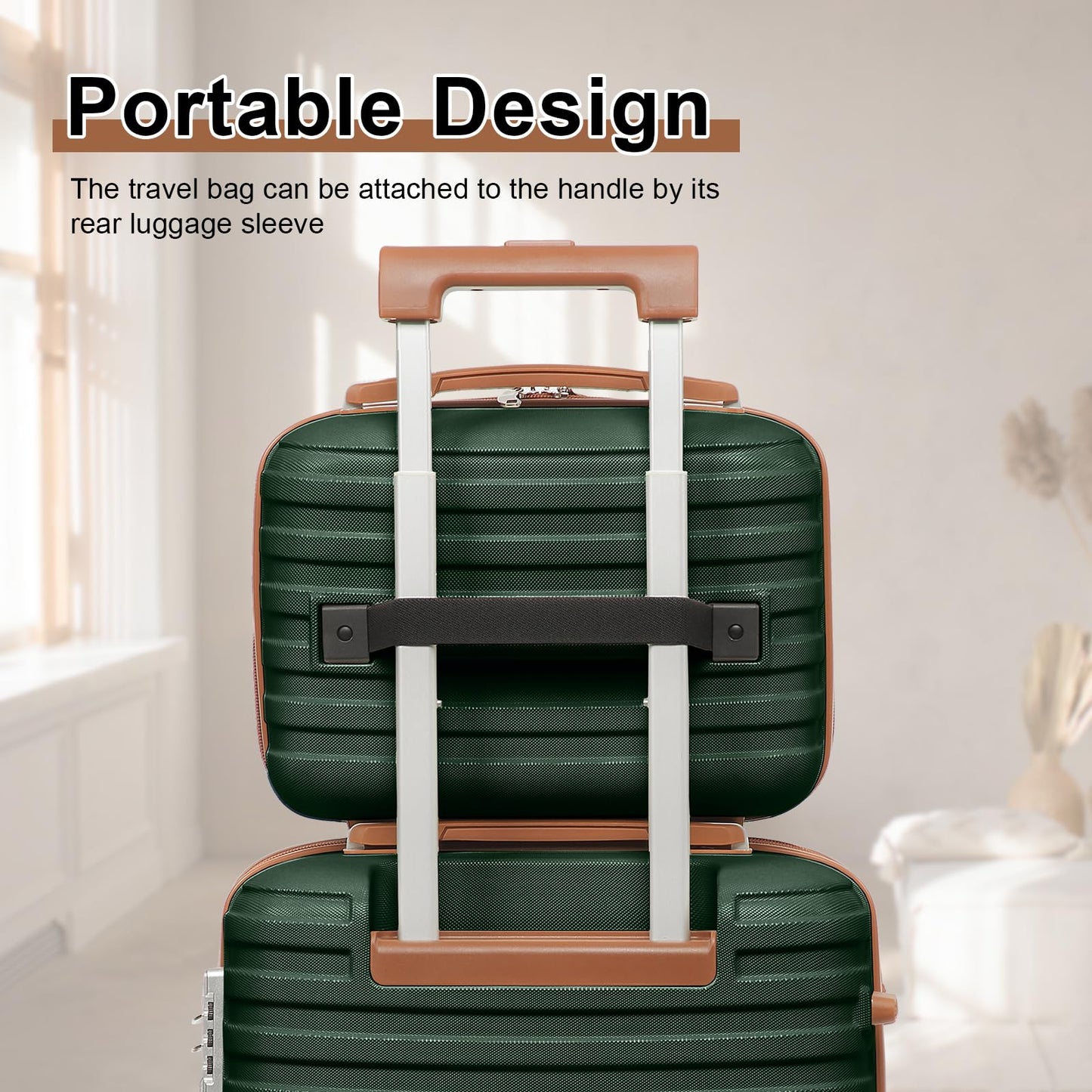 Joyway Luggage Set 3 Piece Suitcase Sets with Spinner Wheel,Hardside Expandable Travel Laggage with TSA Lock (13/20/24/28 Green brown