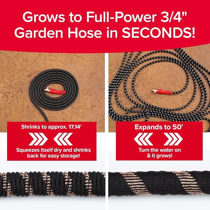 Pocket Hose Copper Head Expandable Garden Hose 50 ft with Pocket Pivot, No Tangles, AS SEEN ON TV, 360° Swivel, Tri-Tex Tubing, Force Field Jacket, Lead-Free, No-Kink, Anti-Burst w/APT