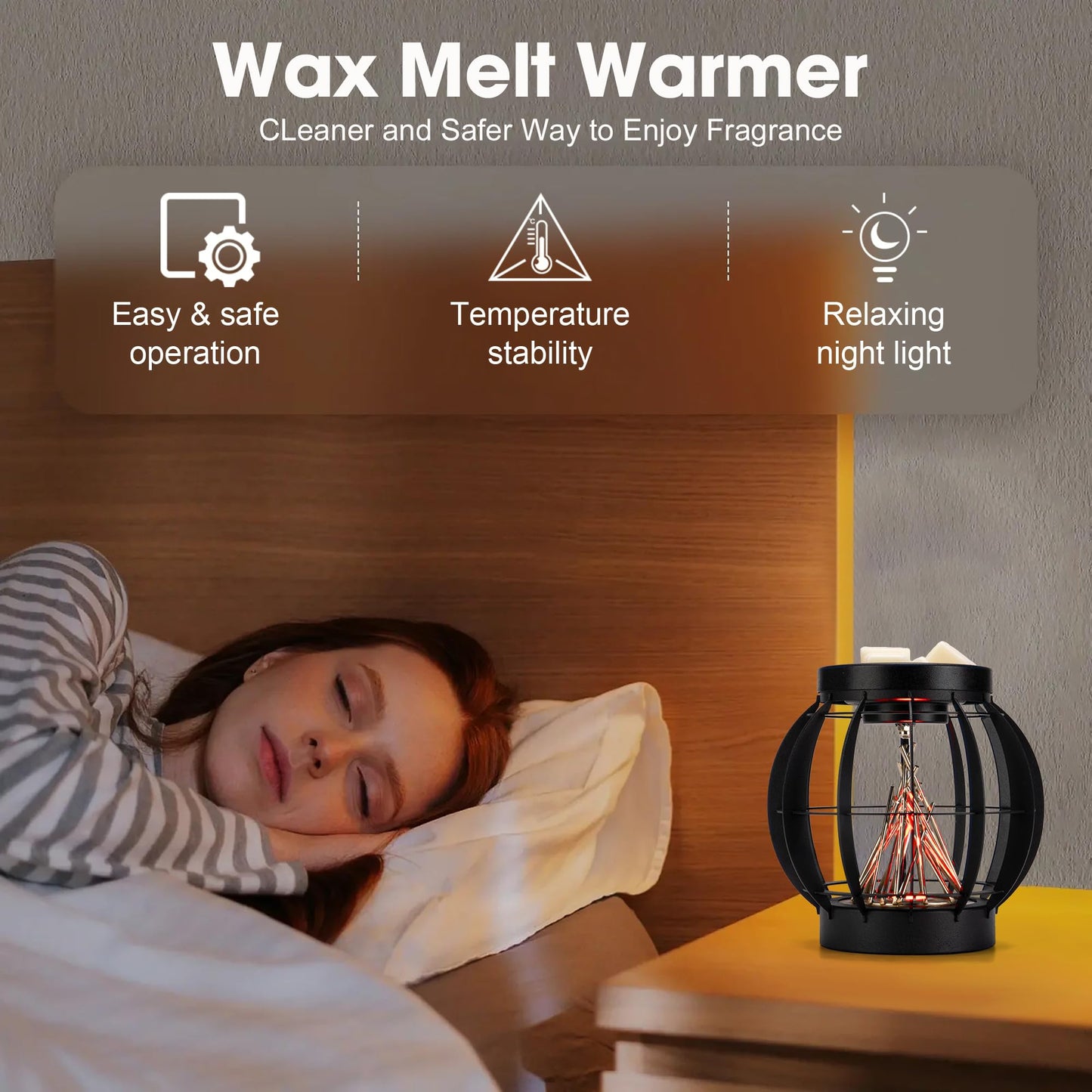 GXD Campfire Wax Warmer,Full Metal Wax Melt Warmer,Wax Warmer with Breathing Light,Wax Warmer for Scented Wax,Candle Wax Burner Fragrance Warmer for Home Decor Office,Birthday Gifts(timing switch)
