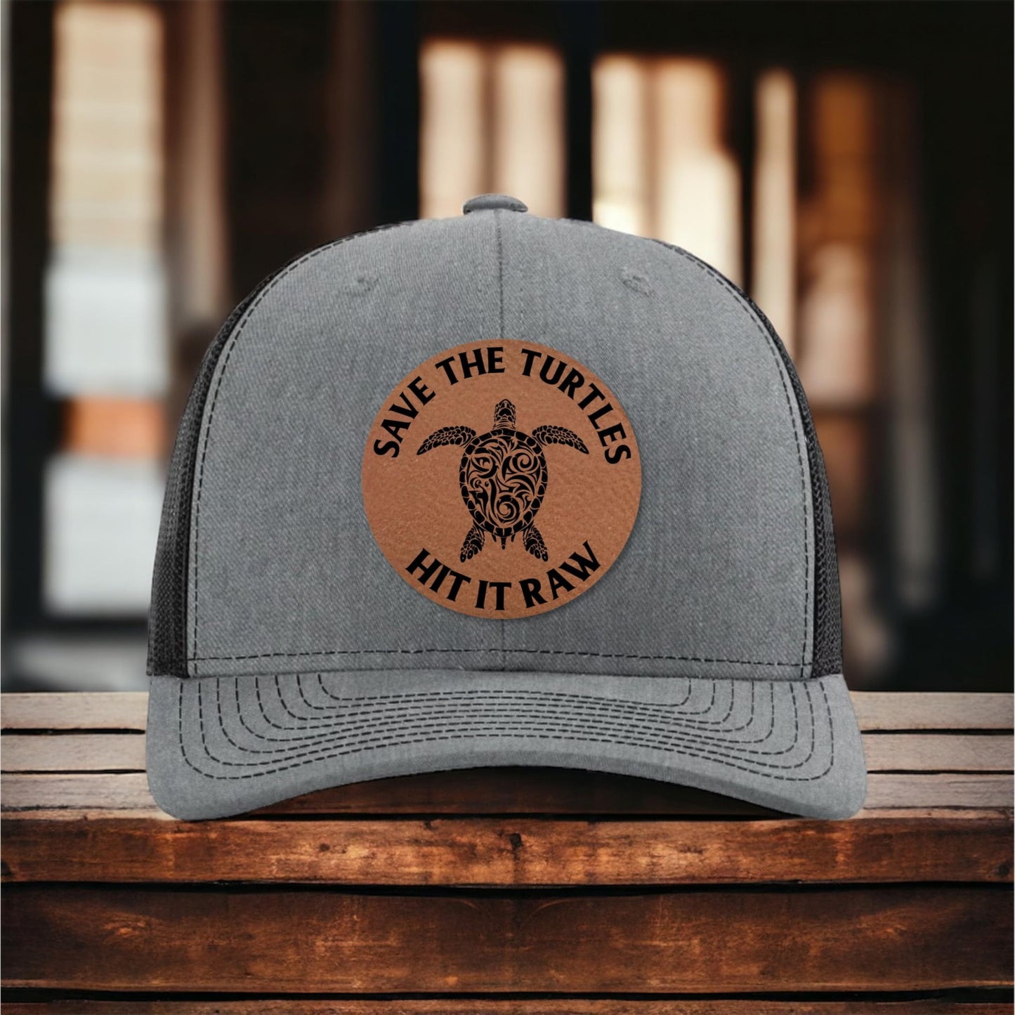 Save The Turtles Hit It Raw Hat - Funny Comedy Hat - Plastic Straws Environment - Beach Hats for Men - Fathers Day Christmas Birthday Gift for Dad Husband Son Boyfriend - Richardson 112 Trucker Hat