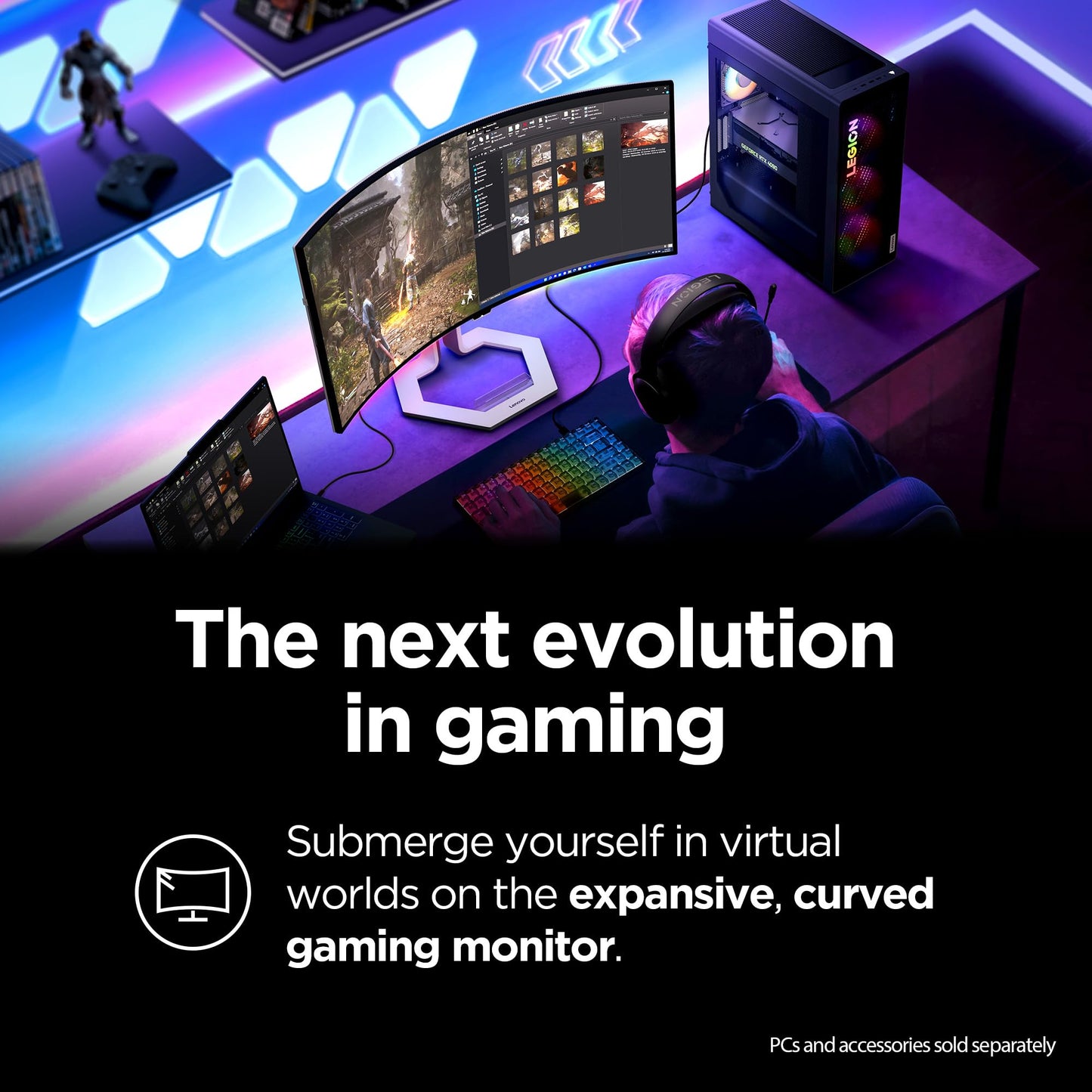 Lenovo Legion Pro 34WD-10 Curved Gaming Monitor – 34" WQHD OLED – 240Hz – AMD FreeSync™ PremiumPro – HDR TB400 – 0.03ms MPRT – KVM, USB-C, HDMI 2.1, DP 1.4 – Ergonomic Tilt Stand – Raven Black