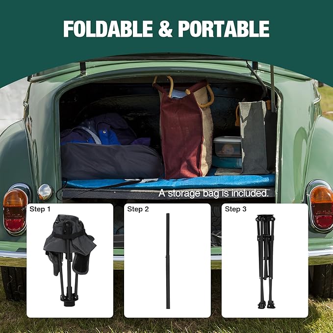 Stonehomy Tall Folding Directors Chairs 2Pack & Adjustable Height Folding Table Set,Portable Outdoor Bar Table & Foldable Director Chairs with Makeup Pocket for Backyard,Beach,Travel with Storage Bag