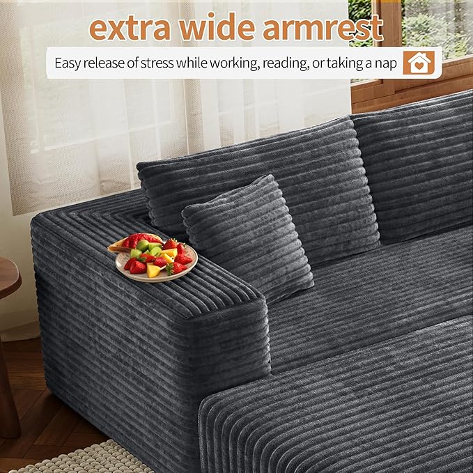 Fancyfire 108" Cloud Modular Sectional Couch with 2 Ottoman,Ultimate Comfort U-Shaped Deep Seat Sofa,Boneless Couch Upholstered 3-Seater Sofas for Living Room, No Assembly Required(Grey)