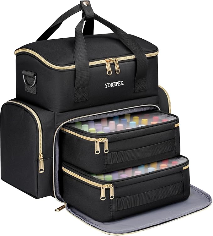 YOREPEK Extra Large Nail Polish Organizer Case Holds 48 to 100+ Bottles (15ml/0.5 fl.oz) UV lamp, Gel Polish Travel Case Bag with 2 Removable Pouches Fits Nail Suppiles, Gift for Manicurist, Girls