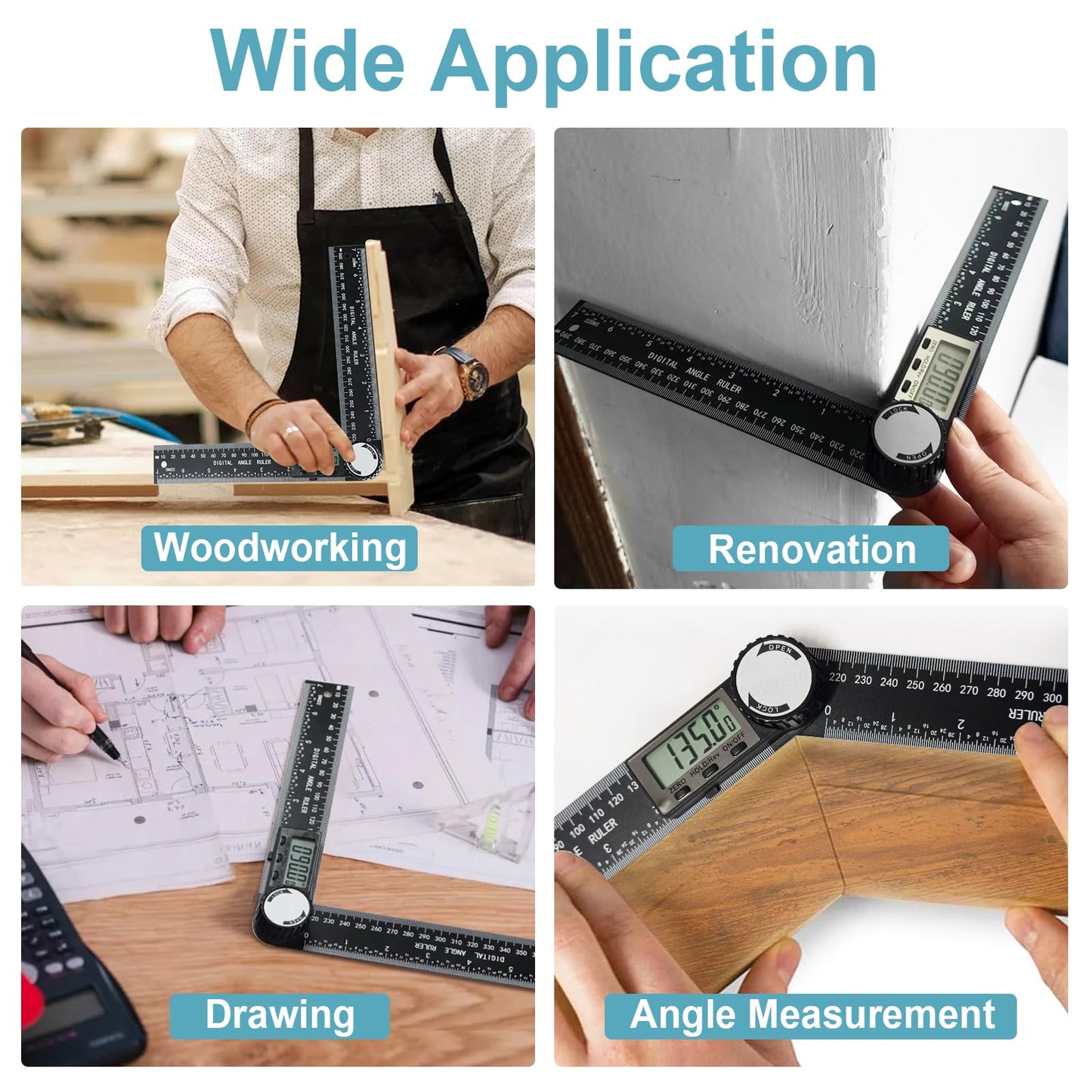 Third Generation Protractor Angle Finder, Digital Angle Ruler with 7inch/200mm, Angle Gauge for Woodworking/Carpenter/Construction Tools(2 Batteries Included) (Enhanced ABS)