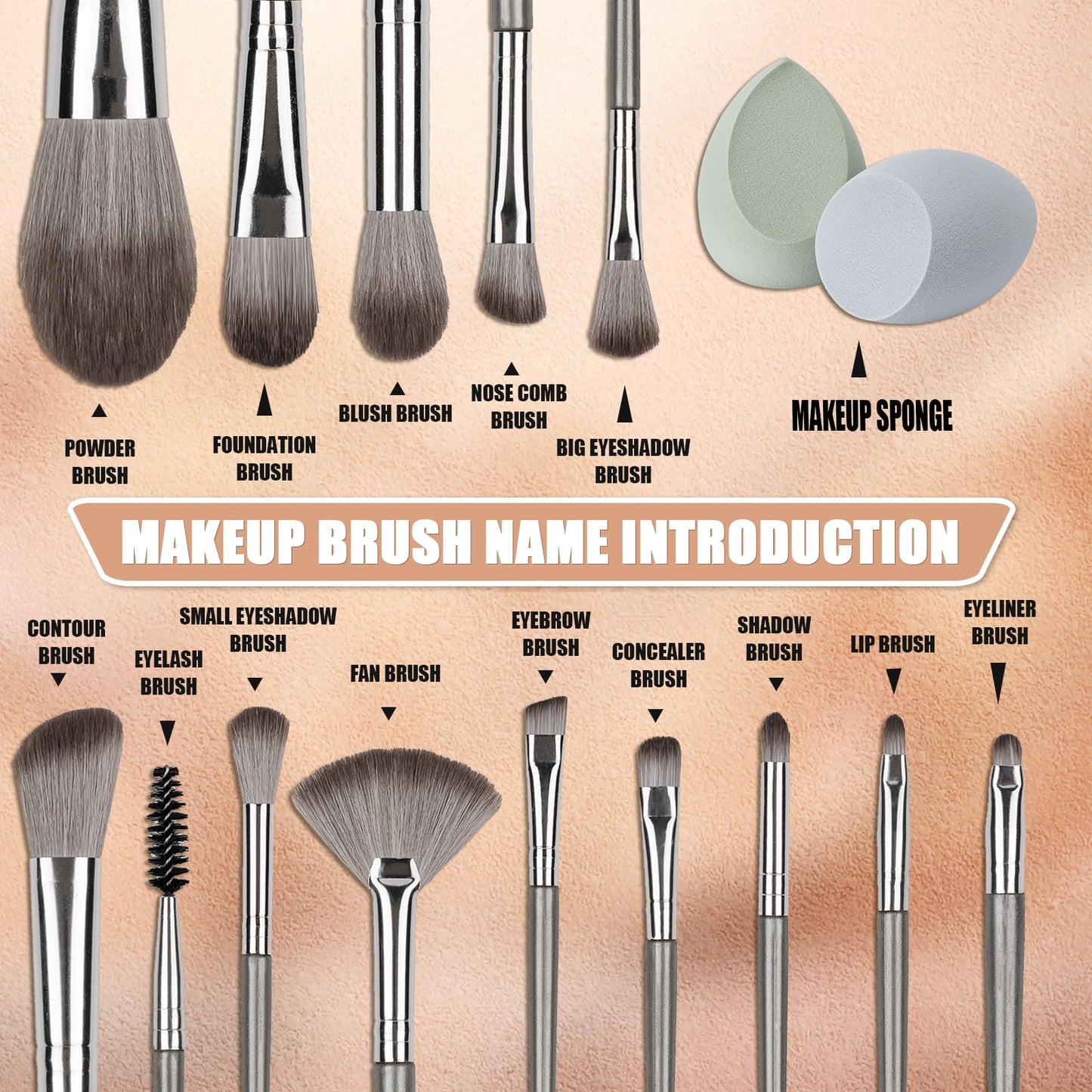 Amrules Makeup Brushes, 14 Pcs Professional Makeup Brush Set, Eye and Face Foundation Brush Set, Eyeshadow Brushes, Cosmetic Bru