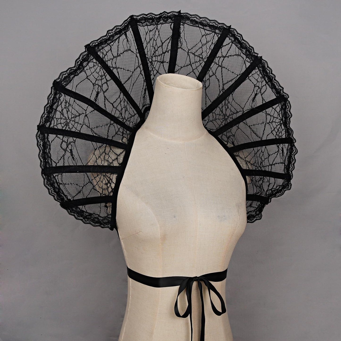L'VOW Women Black Lace Victorian Collar Gothic Stand Up Vampire Collar Halloween Masquerade Cosplay(Black)