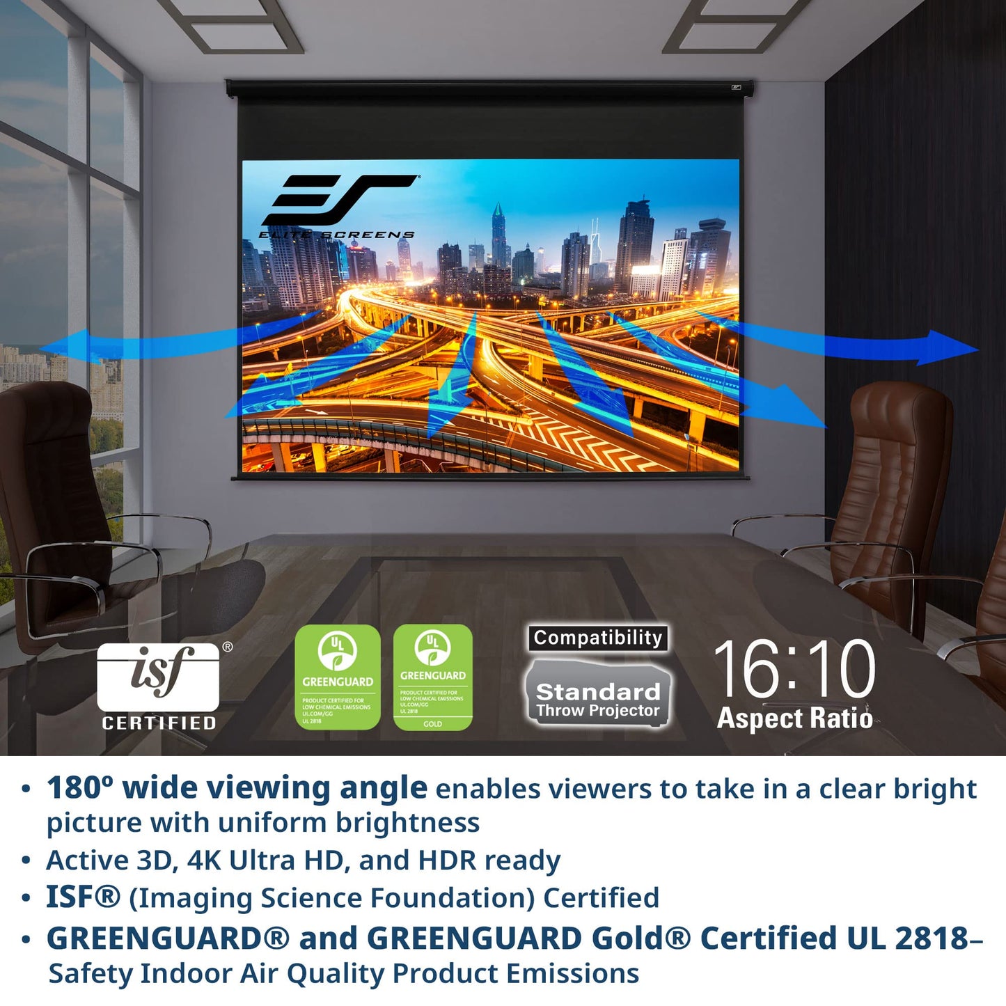 Elite Screens 84" Spectrum Electric Motorized Projector Screen, Movie Home Theater Gaming, Black Case, ELECTRIC84H2