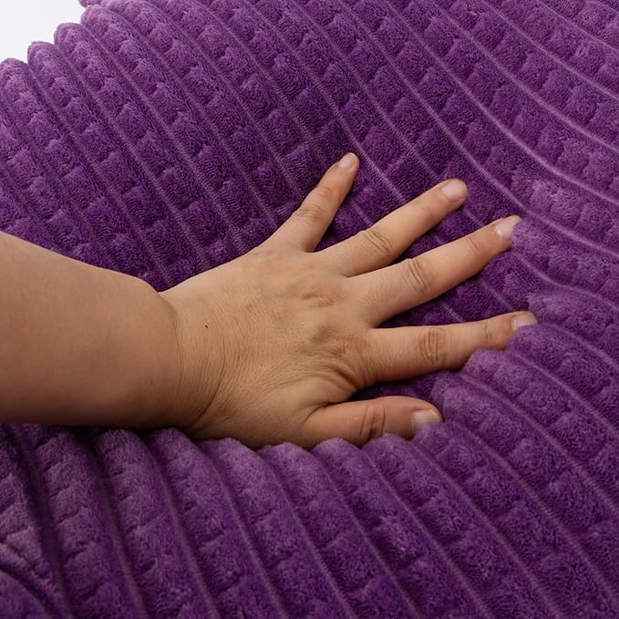 A Nice Night Reading Pillow Bed Wedge Large Adult Children Backrest with Arms Back Support for Sitting Up in Bed/Couch for Lounging Bedrest,Waffle Stereoscopic Design,Purple
