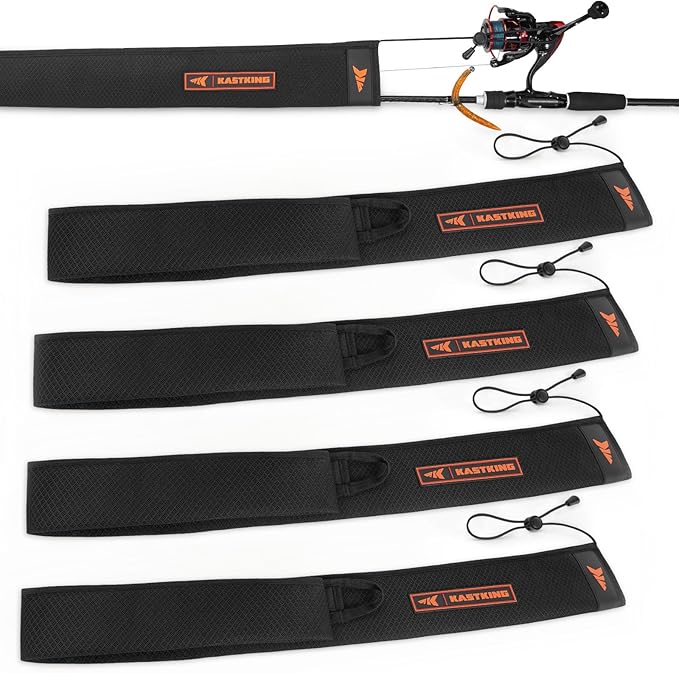 KastKing MeshGuard Rod Socks, Fishing Rod Sleeve, Neoprene Fishing Pole Sleeve, Fishing Rod Covers, Built-in Hanging Loop...
