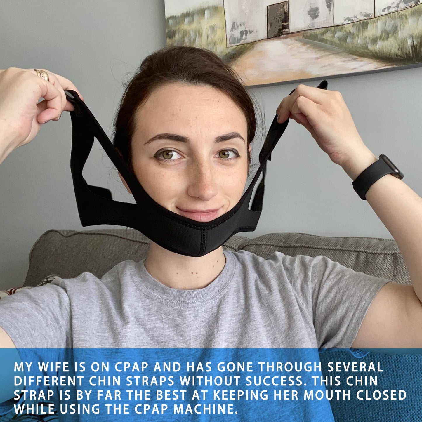 Chin Strap for CPAP User - Adjustable Snore Stopping Device Face Mask Bandage Keeping Mouth Closed - Better Night's Sleep No Dry Mouth Nasal Breathing (Pink)