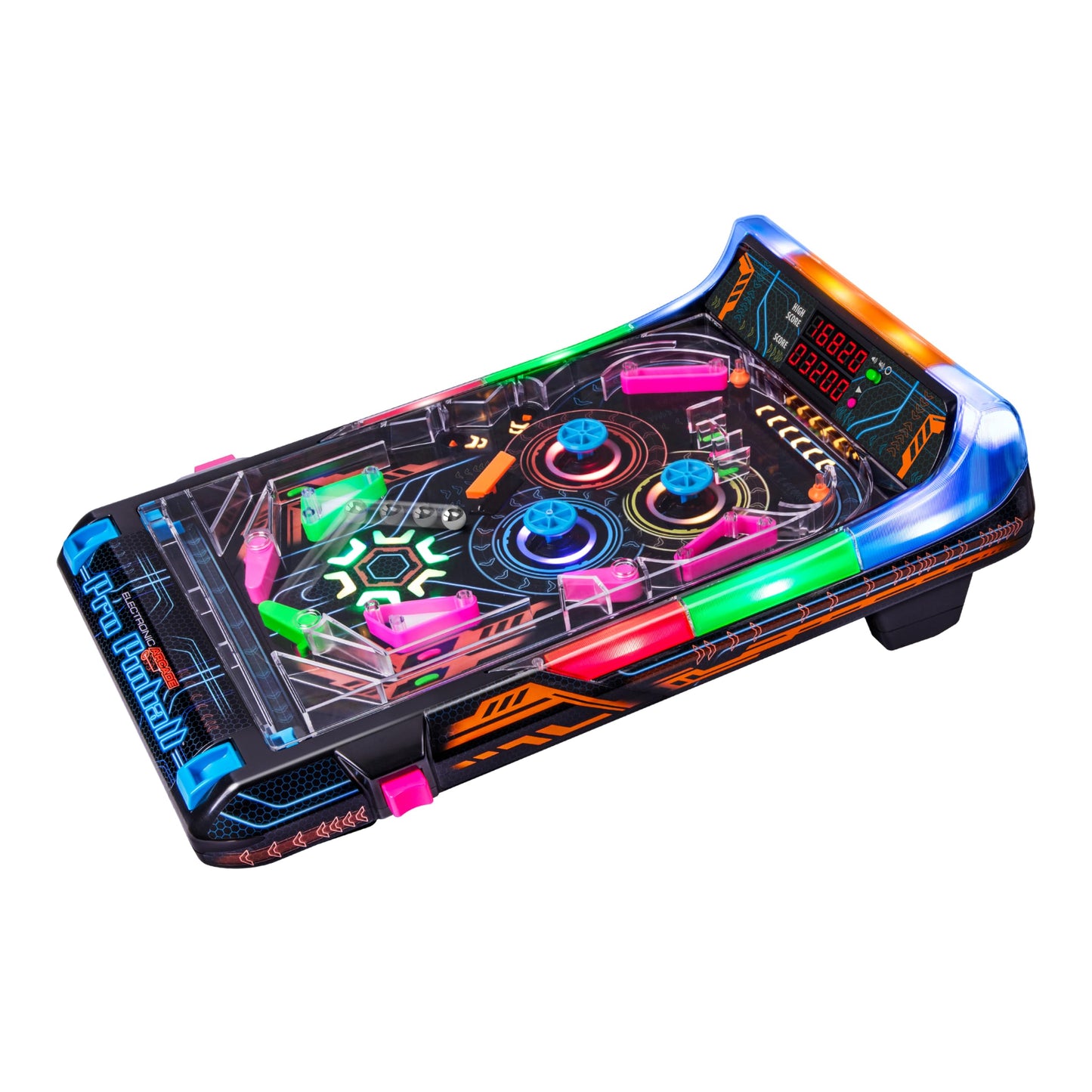 Merchant Ambassador Electronic Arcade Pro Pinball - Light & Sound Tabletop Game, Dual LED Scoreboard, 10 Professional-Grade Features, Adults Kids Age 6+
