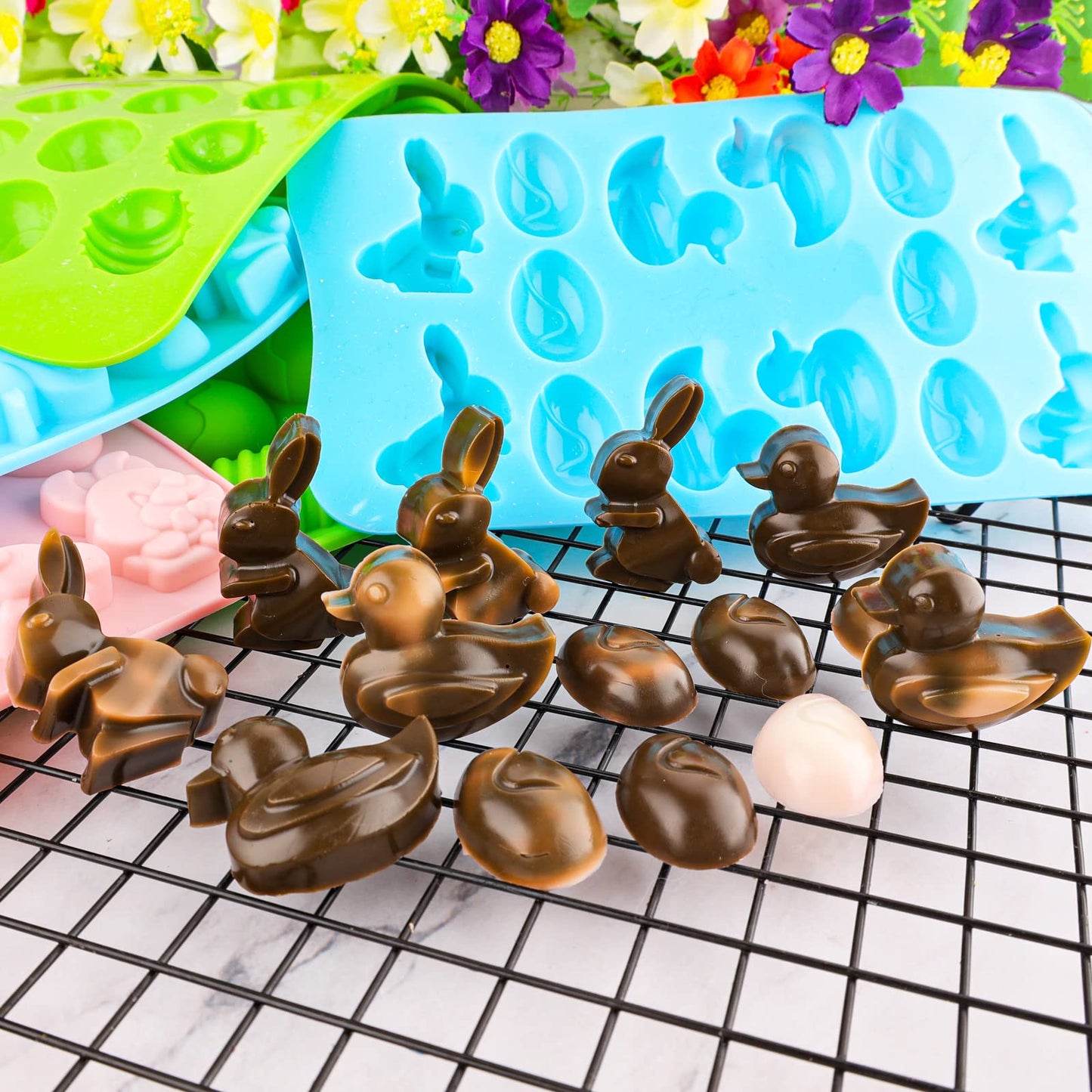 Easter Egg Silicone Mold for Chocolate 5 Packs Egg Shaped Mold Baking Pan for Easter Party Hot Chocolate Bombs Fondant Candy Jelly Dome Mousse Cake Topper Making