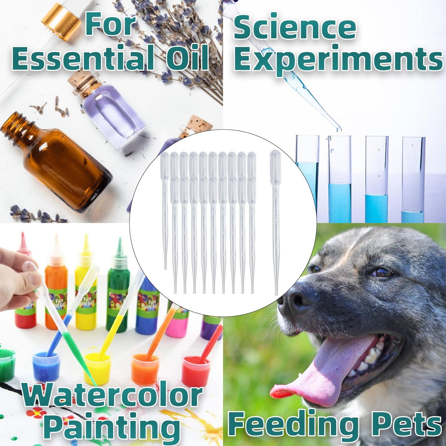 Zkupanx 20 PCS 3ml Dropper Pipettes - Disposable Pipettes Dropper for Accurate Liquid Transfer, Perfect for Essential Oils, Resin, Crafts, Labs, Kids Activities - Plastic Pipette, Droppers