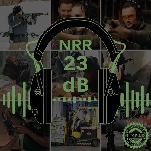 PROHEAR Electronic Ear Protection for Shooting with 4X Sound Amplification, Gun Range Hearing Protection Muffs, NRR 23dB Noise Reduction Headphones for Hunting, Black and Green