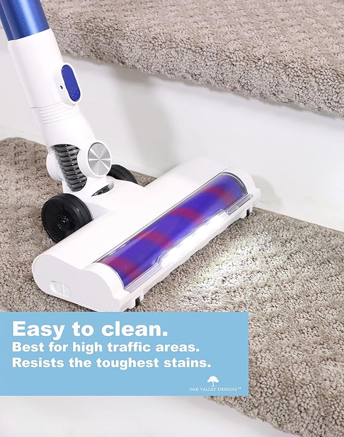 Oak Valley Designs™ Rounded Bullnose Carpet Stair Treads - Anti Slip Indoor Stair Mats for Wooden Stairs, Style: Bayside Charm, Light Grey 27" W X 9.75" D (Set of 14)