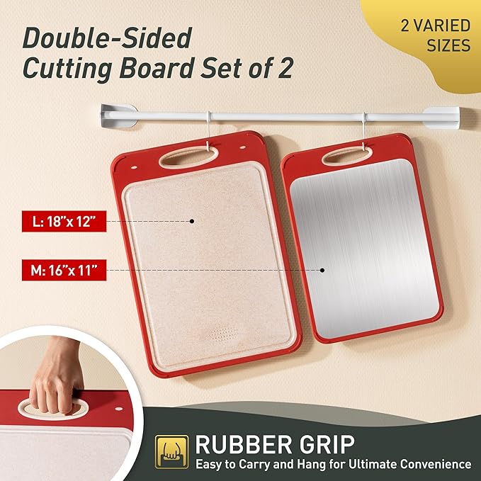 2 in 1 Stainless Steel Cutting Board with Handle 2 Packs Grandma Christmas Xmas Birthday Mother Gifts Ideas Grandmother Gigi Granny Nana Glamma Mawmaw Yaya Abuela Abuelita Mamaw Mimi Nonna Oma Meme