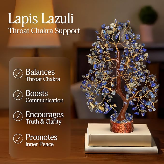 Lapis Lazuli - Chakra Tree, Lapis Lazuli Tree, Lapis Gem, Artificial Trees, Tree of Life, Stone Tree, Gem Stone Decor, Crystal Tree for Positive Energy, Holistic Gifts for Women