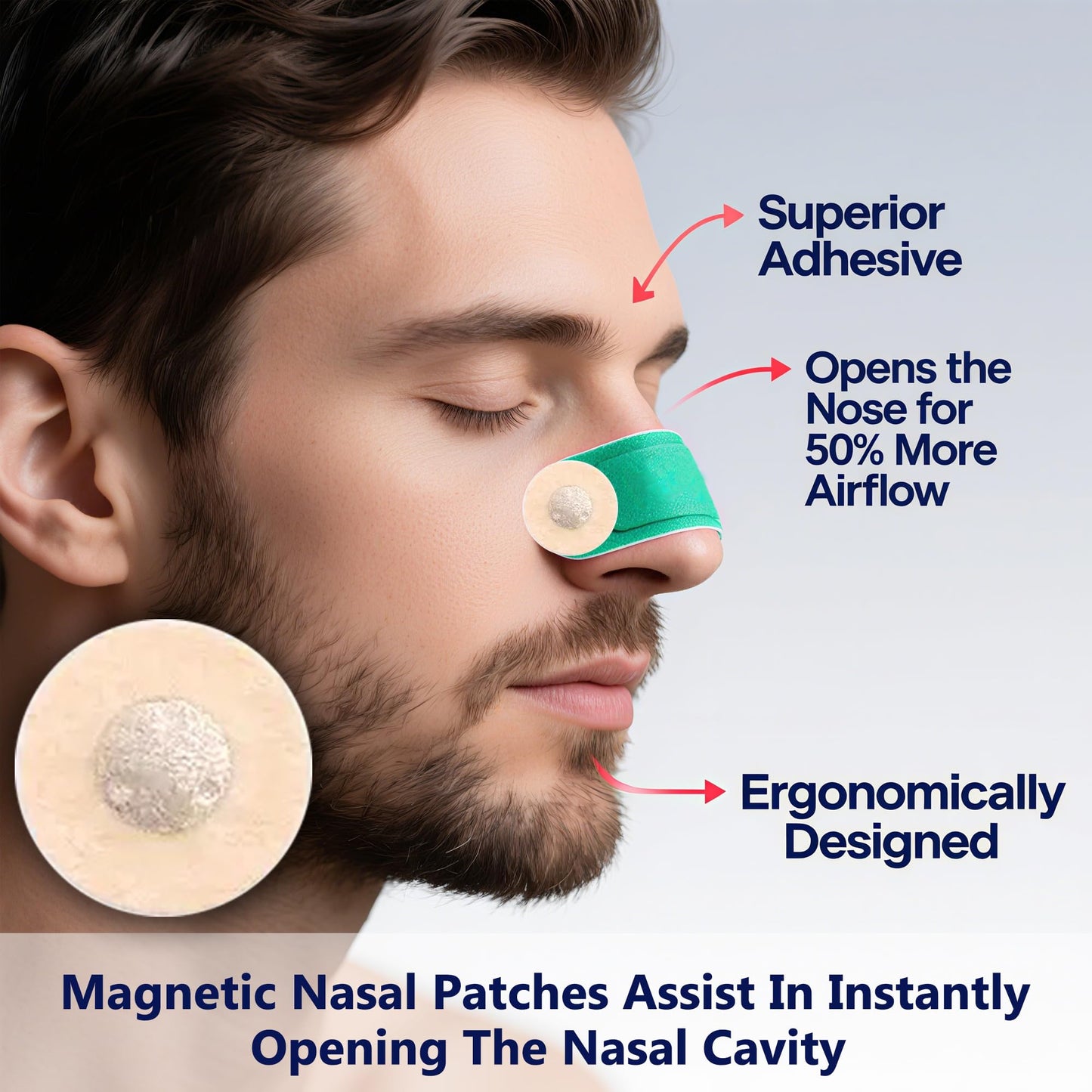 Magnetic Nose Clip Patch Refill,Nasal Strips Refill Pack（30Pairs) Enhanced Breathing, Sleep Aid & Snore Reduction